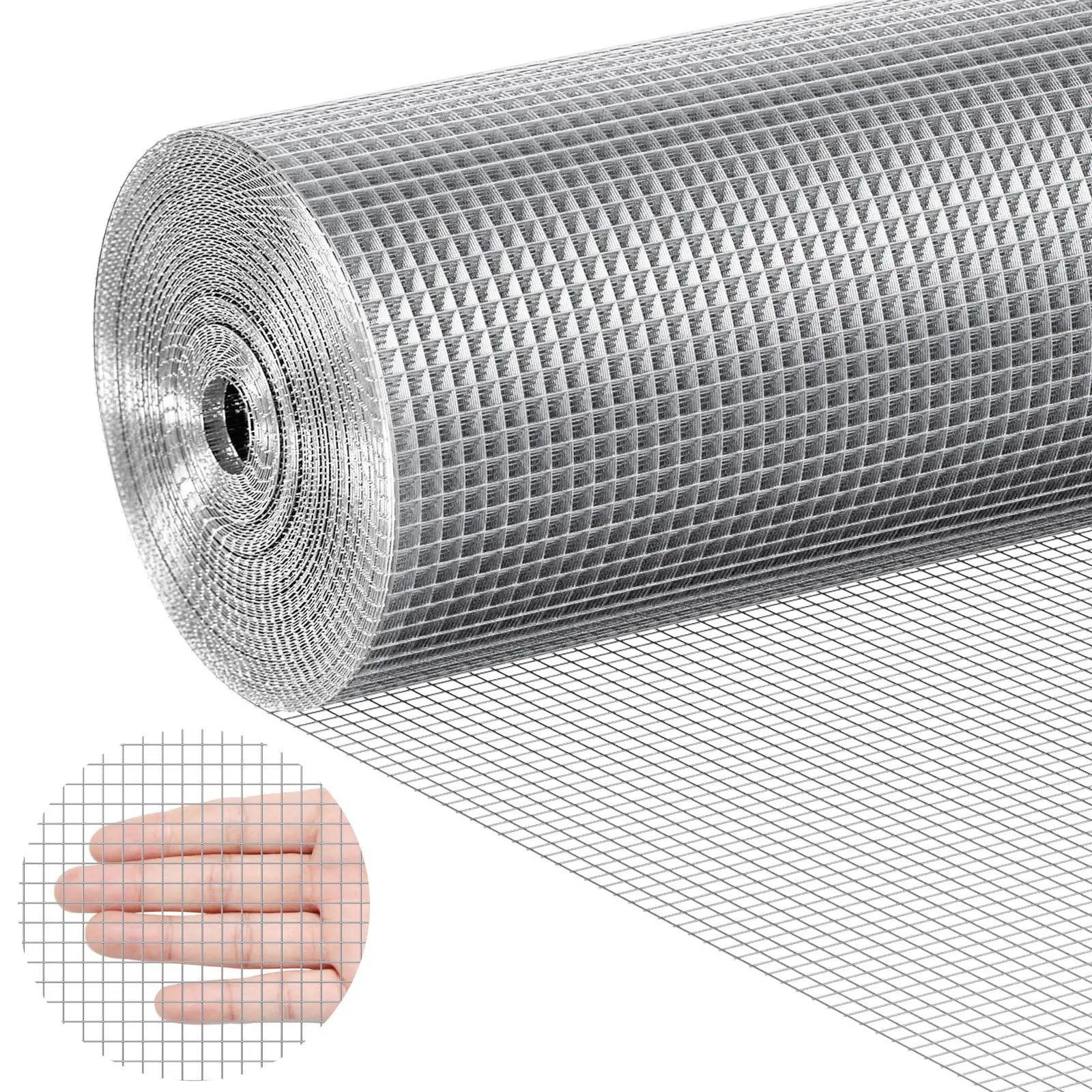 【Summerfinds】VEVOR Galvanized Steel Welded Hardware Cloth Roll, 23-Gauge 1/4in Welded Grid Rectangular Roll, 36in x 100ft with Hot-Dipped Joints, 14.5kg/32lbs, for Outdoor Garden Beds, Vegetable Gardens & Animal Protection, Secure Packaging