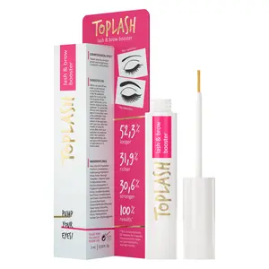 Toplash Eyelash & Eyebrow Growth Lash Serum with Biotin & Peptides for Longer, Thicker Lashes, Includes Applicator Brush, 3 ml (3 Month Supply)
