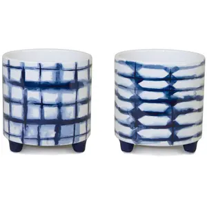 Melrose Tie-Dye Design Footed Planter (Set of 2)