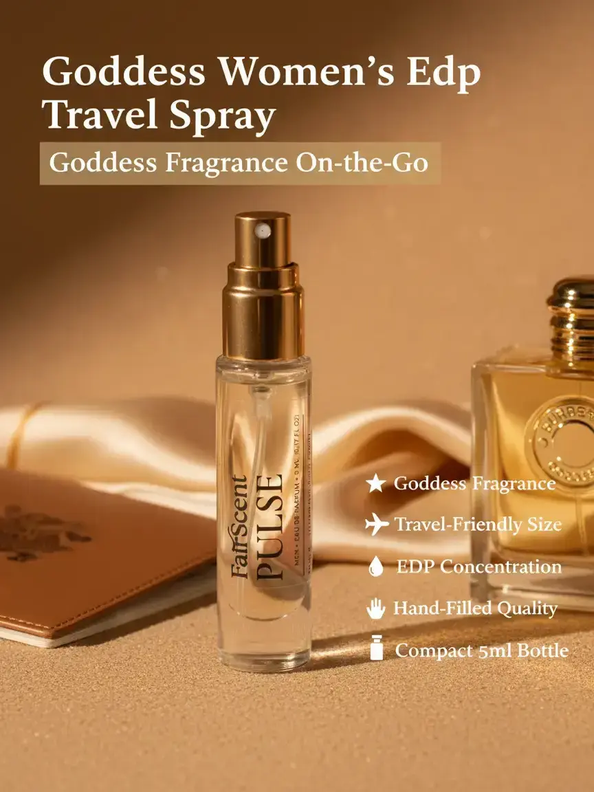 Women's FairScent Pulse Goddess Lavender-Infused EDP Travel Size Spray - Hand-Filled Cacao Quality Liquid Fragrance, 5ml/0.17oz New York Decant, Daily Carry Affordable Luxury Adult Perfume Bottle, Single Item, 5 Ml Perfume