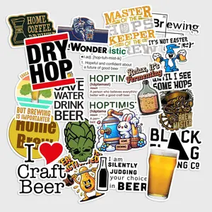 Sticker Pack 20 pcs Home Brewing Stickers, Craft Beer DIY Vinyl Decals for Bottle Laptop