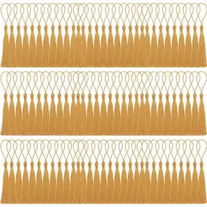 100 count Tassels, Bookmark Tassels 5 Inch, Light  Graduation Tassel, Mini Silky  Floss Tassels with Cord Loop for Graduation DIY Projects Crafts  Earring  Making Supplies