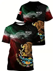 Men's Mexico 3D Print Casual Shirts,Short Sleeves Anime Breathable Comfy Tees,Lounge Wear Tops For Summer Medium Pajama Underwear Animal Black