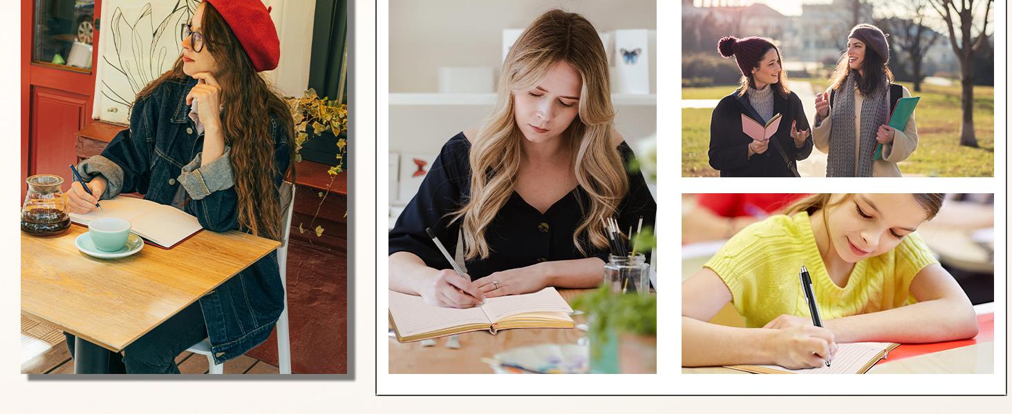 Women’s Day Gift 4 Pack A5 Leather Journal Set College Ruled 256 Pages Lined Notebooks Heart Embossed CAGIE for Writing Goal Setting Travel Diary Gift for Mom Daughter Best Friend