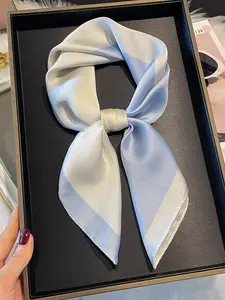 70cm*70cm Women Bandana Polka Dot&Square Printed Silk Feel Square Scarf, Headband, Neck Wrap, Travel Scarf, Boho Style Scarf