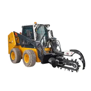 Skid Steer Trencher Attachment with Adjustable Depth Control Foot & Side Shift – Universal Mount Plate, 6" Cut Width, Up to 37" Depth | Heavy Duty | Ground Digging Tool