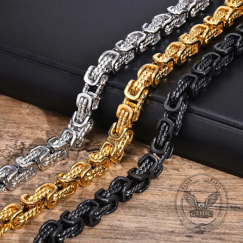 GTHIC Vintage Byzantine Twist Stainless Steel Bracelet Punk Jewelry Accessories for Men and Women Daily Wear