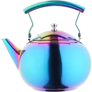 Rainbow Tea Pot with Infuser for Loose Leaf 2 Liter Tea Kettle Stainless Steel Colorful Coffee Pot 8 Cup Stovetop Induction Stove Top Teapot Strainer for Hot Water Multicolor 2.0 QT