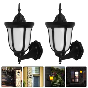 Solar Flame Wall Lantern, IP65 Waterproof Outdoor LED Light with Auto On/Off, 96 LEDs Solar Powered Flickering Flame Lamp for Patio, Garden, Yard, Porch