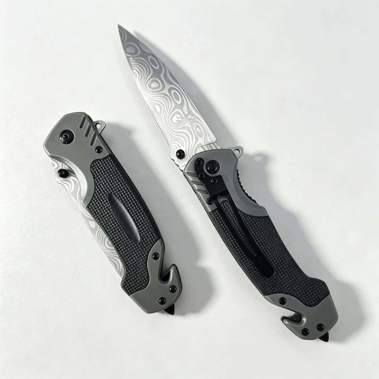 Folding Pocket Knife with Damascus Stainless Steel Blade, Multifunctional Outdoor Tool for Camping & Fishing, EDC Survival Gear, Men's Gift, Great Gifts,Lightweight Knife,Daily Carry Tools,Glass Breaker, Seat Belt Cutter,High Hardness Sharp,Survival Tools
