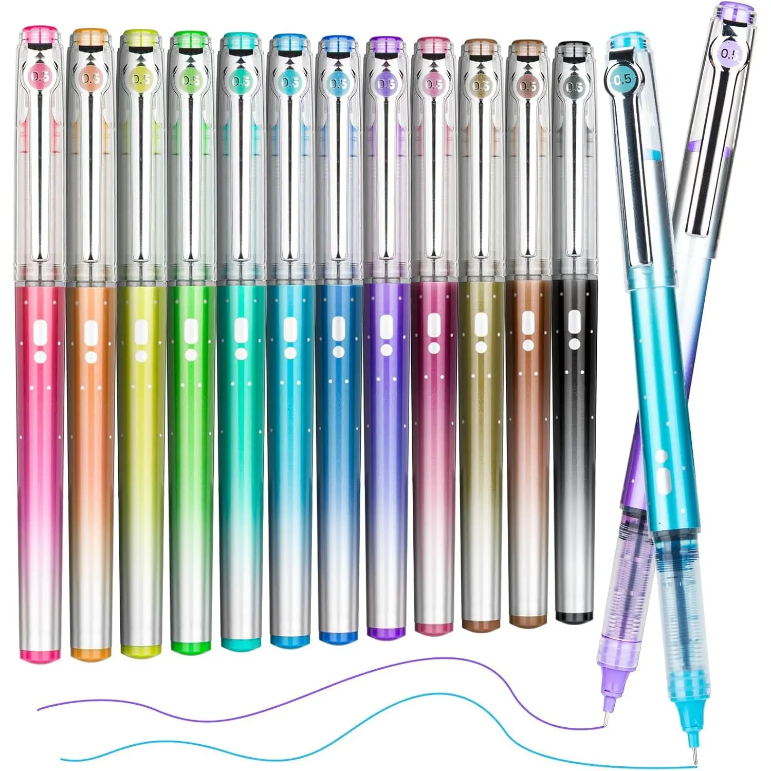 12 Colors No Bleed Liquid Ink Pens For Journaling, 0.5mm Fine Point ...