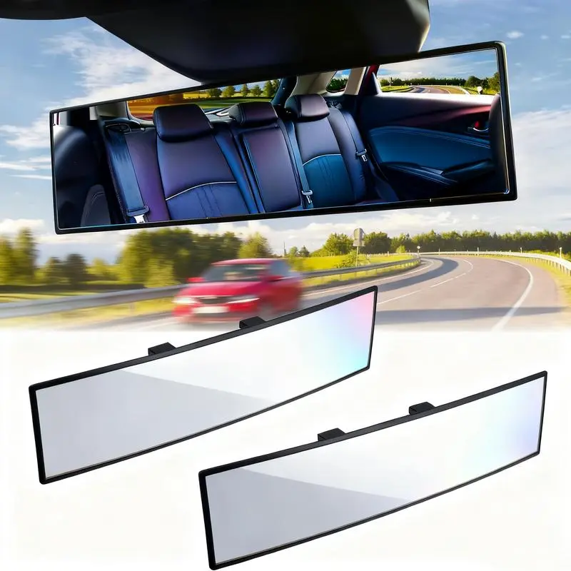 12-Inch Convex Rear View Mirror - Tool-Free Clip-On Automotive Accessory for Cars/SUVs, High Definition HD Glass Panoramic Mirror, Blind Spots Elimination, Driving Safety Enhancement