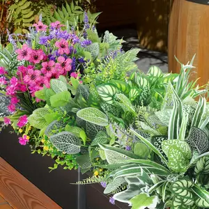 20pcs Artificial Plants Outdoor Fake Flowers UV Resistant Stems Fern Bushes Plastic Plants for Garden Courtyard Porch Window Box Home Decor Artificial Bouquets Home Decoration Bouquet