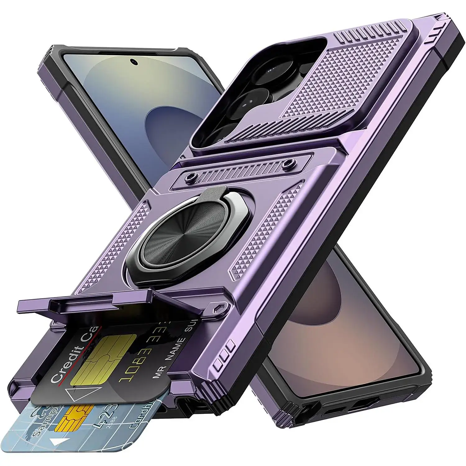 Shockproof Phone Case with Card Slot, Phone Protective Cover, Phone Accessory Compatible with Samsung Galaxy S25 Ultra S24 Ultra S23 Ultra A16 A15 A14 A25 A26 A35 A36 A55 A56 5G, Casing