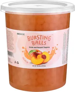 Popping Boba Pearls Bursting Tea Balls Drink & Dessert Topping Strawberry Mango Blueberry Passion Fruit Flavored Bubble Tea Tapioca Pearls 2 LB (Peach, 2 Pound (Pack of 1)) Beverage