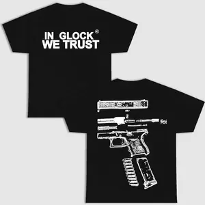 IN GLOCK WE TRUST Double Sided Shirt, Black & White Design Graphic Tee For Men, Gift For Men, Menswear Top, Cotton Fabric Shirt