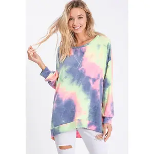 BiBi Tie Dye French Terry Print Top