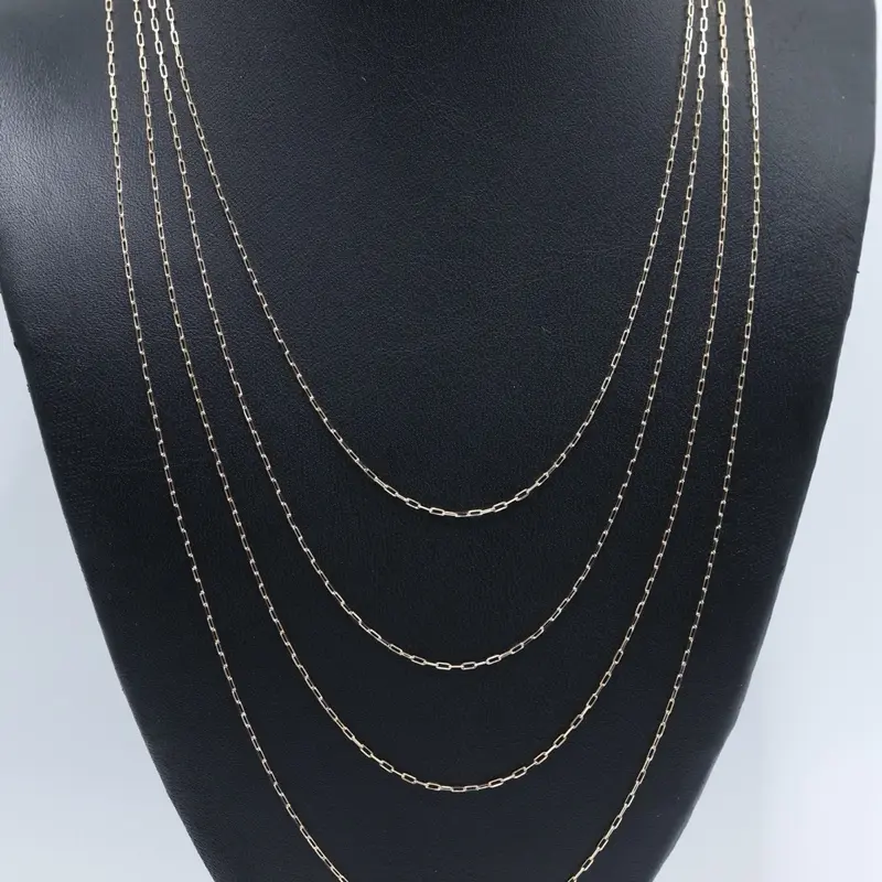 14K Gold Mini Paperclip Necklace - 1mm - Elegant and Dainty Delicate Jewelry