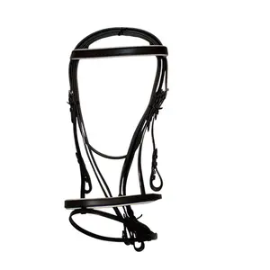 Black Leather English Bridle with White Detailing – Premium Style, Comfort, and Control