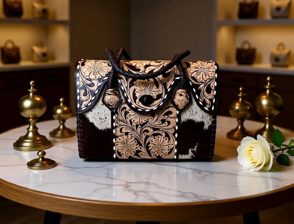 The  Juliette Hand-Tooled Leather & Hide Satchel