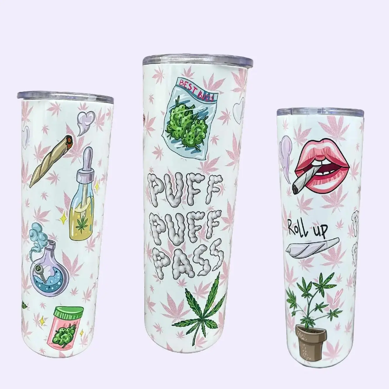 Puff Puff Pass Design 20oz Custom Tumbler Bottle Drinkware Handmade Water Bottles