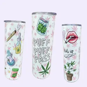 Puff Puff Pass Design 20oz Custom Tumbler Bottle Drinkware Handmade Water Bottles