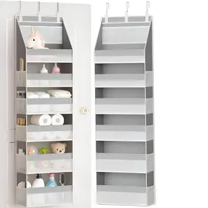 Door Back Organizer, Hanging Storage Bag, Multifunctional Storage, 6 Layer Large Grid, 10 Side Pockets, 3 Mesh Bags, Non-Woven Fabric, Bedroom, Cabinet, Bathroom, Nursery