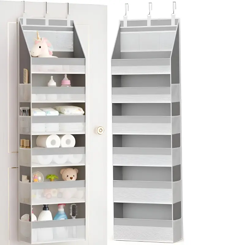 Door Back Organizer, Closet Door Organizer, Hanging Storage Bag, Multipurpose Storage Bag, Multifunctional Storage, Foldable Fabric Organizers, 6 Layer Large Grid, 10 Side Pockets, 3 Mesh Bags, Non-Woven Fabric, Bedroom, Cabinet, Bathroom, Nursery