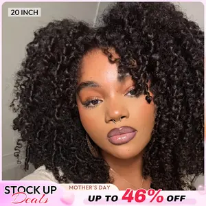 CurlyMe Wear Go Glueless Afro Kinky Curly Human Hair Wig Pre Bleached Tiny Knots Pre Cut 7X5 HD Lace Front Wig Pre Plucked Natural Hairline Beginner Friendly - Natural Black #Summervibes #Tiktokshopstockup