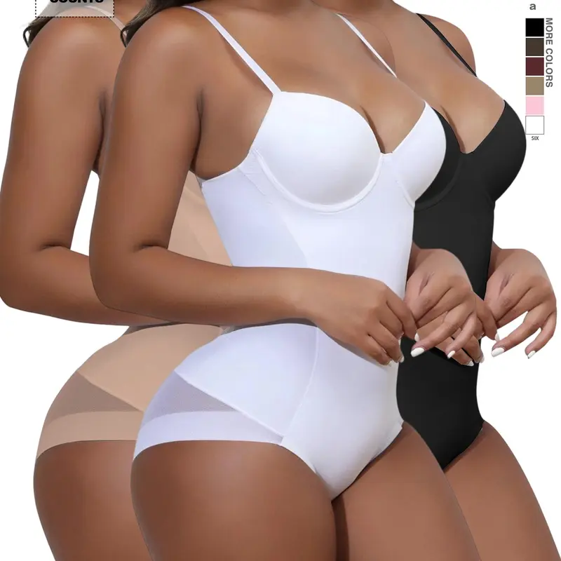 Women's Deep V Shapewear Solid Color Seamless Smooth Tummy Tuck Underwear Bodysuit, Minimalist Basic Casual Chic Comfy Breathable Fit Shaper, Women's Shapewear for Everyday Wear, Body Shapers