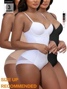 women's solid color seamless tummy tuck bodysuit, casual comfy breathable shaper, women's shapewear for daily wear