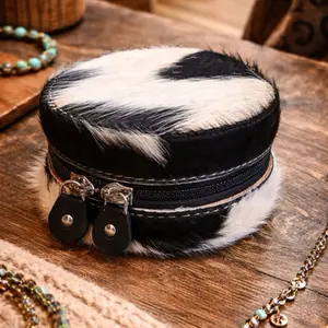 Mini Cowhide travel jewelry box