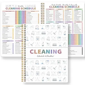A4 Cleaning Plan Book, Daily Weekly Monthly Cleaning Schedule, Household Chore Checklist, Dual Coil Spiral Bound, Home Cleaning Diary Management, Spiral Bound Planner