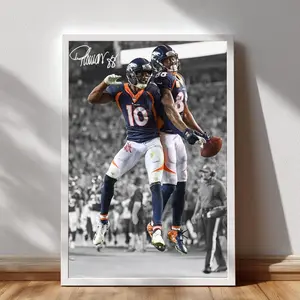 Demaryius Thomas & Emmanuel Sanders Art Print Poster, Football Wall Decor Sports Fan Gift, for Sports Fans & Home Office Display, Poster Football Gifts - Unframed