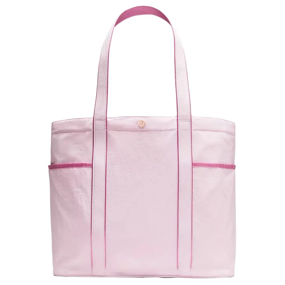 Lululemon Daily 20L Multi-Pocket Nylon Shopper Handbag, Soft Commuter Tote, Women's Working Bag (Pink) Lululemon Daily 20L Multi-Pocket Nylon Shopper Handbag, Soft Commuter Tote, Women's Working Bag (Pink)