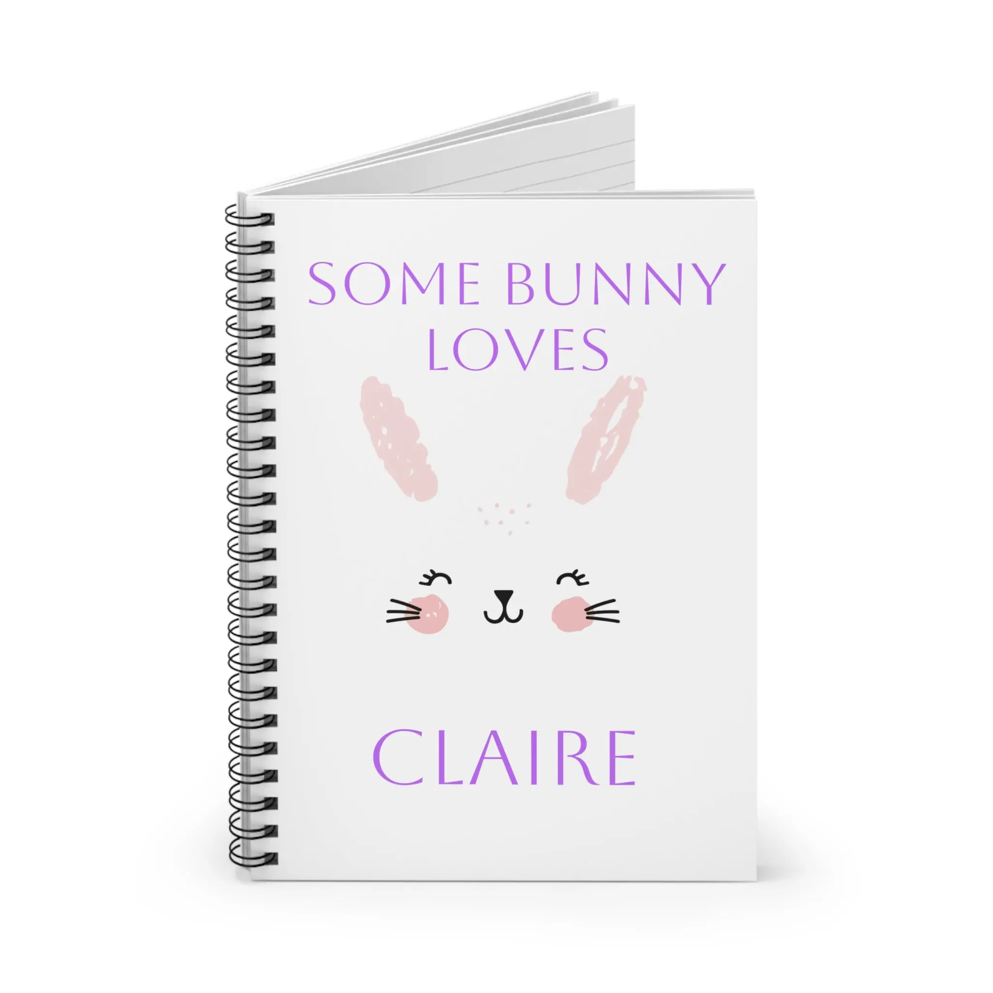 Personalized Bunny Spiral Notebook – Cute Custom Journal for Kids, Easter Gift, School Stationery, Name Printed Notebook