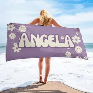 Groovy Designs Personalized Beach Towel 30x60 Inches Custom Name Bath Towel for Kids Absorbent Soft 50% Cotton & 50% Polyester Premium Quality Perfect for Beach Spa & Home