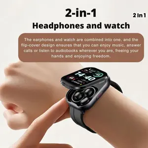 EFFEOKKI 2-in-1 Wearable Connected Smart Watch with Clip-On Earbuds - Dual-Mode Wristband Smart Watch, Men's Wireless Fitness Tracker with Calls, Music, Notifications, Multi-Sports, NFC, for Android & iOS Phones, Holiday Gift for Husbands, Dads, Connected