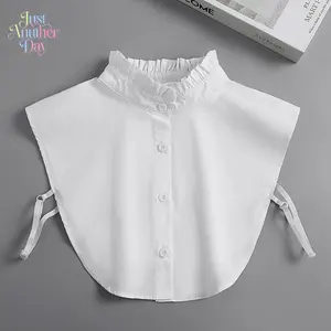 Detachable Ruffled Mock Neck Shirt Collar, White Cotton Half Blouse Collar for Women, Versatile Inner Wear Accessory
