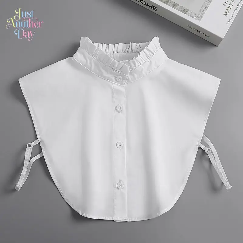 Detachable Ruffled Mock Neck Shirt Collar, White Cotton Half Blouse Collar for Women, Versatile Inner Wear Accessory