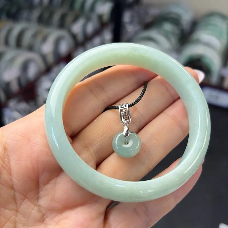 Natural Burma Jadeite Bangle, 52.7x11.6x7.2mm Size, Includes Free Gift