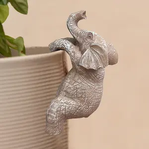Whimsical Elephant Plant Pot Huggers Figurine Resin Craft Plant Pot Edge Decor Hanging Elephant Statue for Home Garden and Holiday Gifting