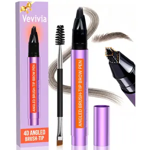 Vevivia Beauty 4D Eyebrow Pen Waterproof Pencils with Angled Brush & Multi-Fork Tip for Natural Hair-Like Brows Easy to Use for Women