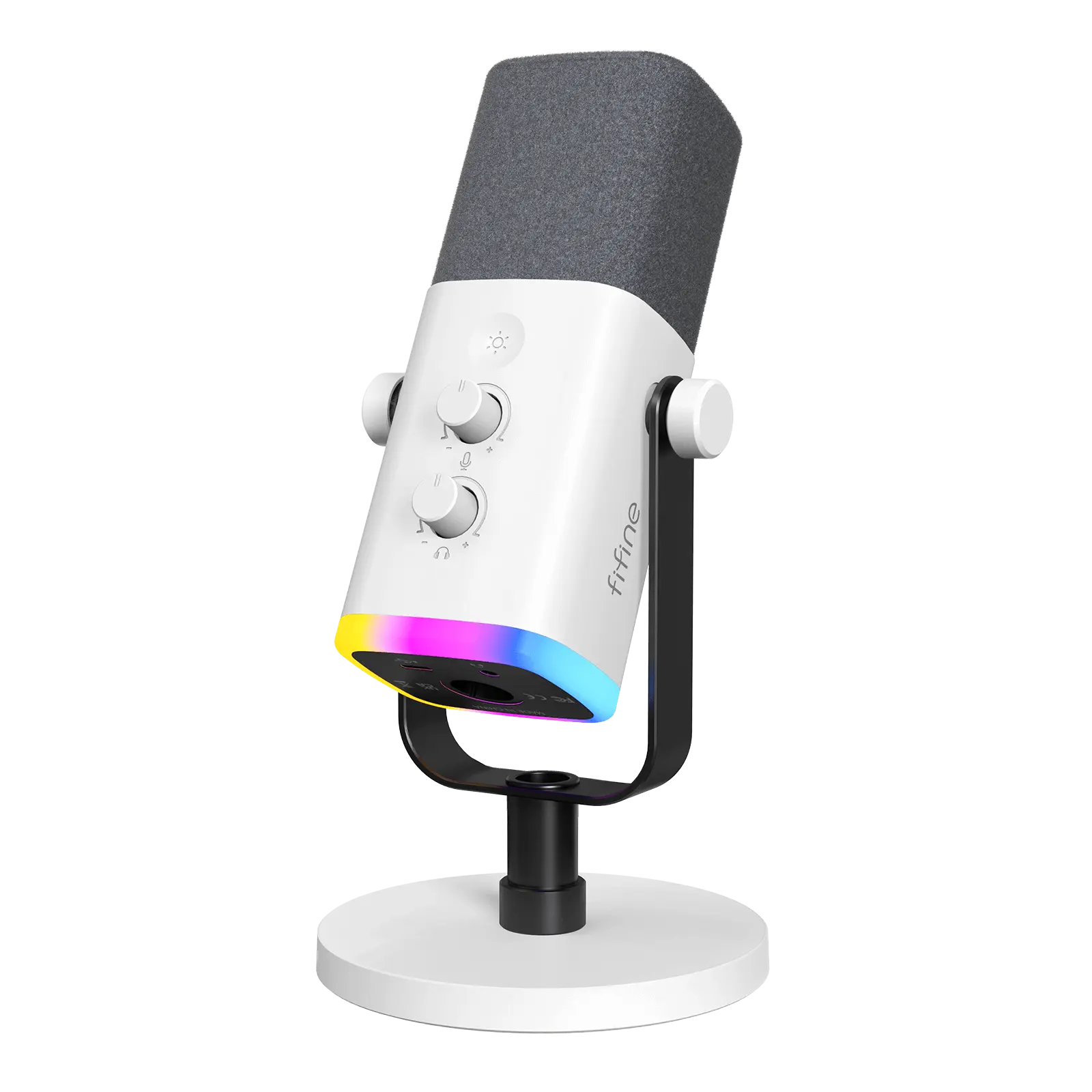 Fifine AmpliGame Dual Input USB/XLR Dynamic Microphone with RGB Lights, Mute Button, Headphone Jack, Desktop Stand, USB Type-A Cable, Windscreen, ABS Body for Gamers/Podcasters, Content Creators (PC Accessories, Streaming Audio Equipment)