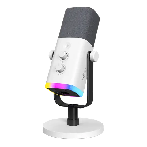 fifine AmpliGame Dual USB/XLR Dynamic Gaming Microphone with RGB Lights, Mute Function, Headphone Jack, Desktop Stand, USB Type-A Cable, Windscreen, ABS Body (50-16kHz, Gaming Accessories for Content Creators, Streaming Audio PC Accessories)