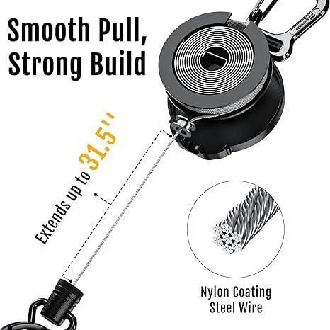 Retractable Heavy Duty Badge Reel Stylish MNGARISTA Retractable Badge Holder with 31.5" Reel for Students & Workers Office Supplies Carabiner