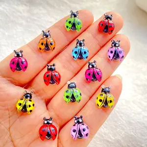 50pcs new color mini beetle resin figurines for nail decoration, flat back micro decoration for DIY crafts, scrapbooks, wedding and Valentine's Day decoration, jewelry making, craft enthusiasts