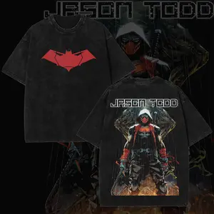 Retro Red Hood Inspired T-Shirt – Dark Anti-Hero Vigilante Graphic Tee, Comic Jason Todd Streetwear Cotton Shirt, Unisex Oversized Casual Top, Gift for Fan, Gift for Him