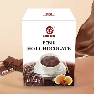 GANOHERB Reishi Mushroom Hot Chocolate, 15-Sachet Box, Enriched with 6 Adaptogenic Ingredients, Rich Silky-Smooth Texture, Full-Bodied Flavor, Supports Energy, Focus & Immunity, Suitable for All Ages