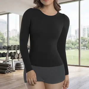 Women's Compression Slimming Shirt and Undershirt for Tummy Waist and Bust Control - Long Sleeve Thermal Underwear Round Neck Base Layer Perfect for Everyday Wear Layering Comfortable Supportive Shapewear